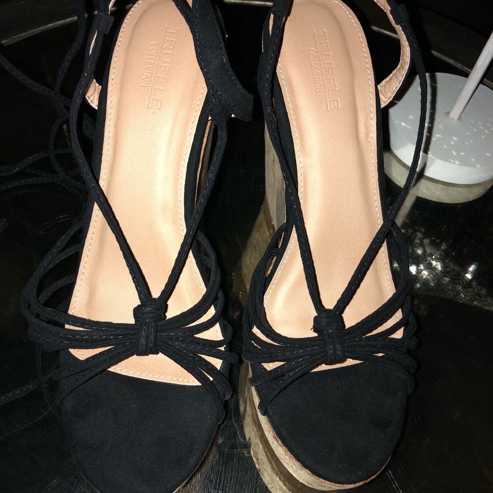 Brand new Black tie up wedges - Picture 2 of 6